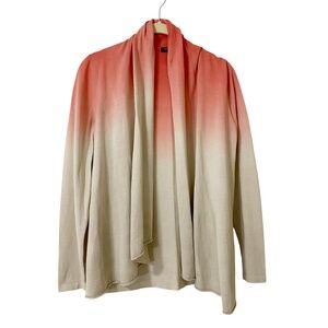 Lafayette 148 Pink Cream Ombré Open Cardigan Medium Petite Cotton Lagenlook